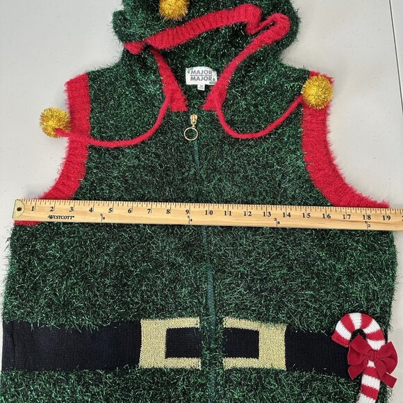 Major Label Group Christmas Ugly Vest Size M Green - Picture 6 of 8